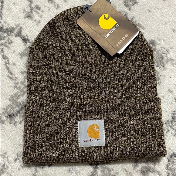 CARHARTT Brown Cuff Knit Beanie with Center Logo - Picture 10 of 10